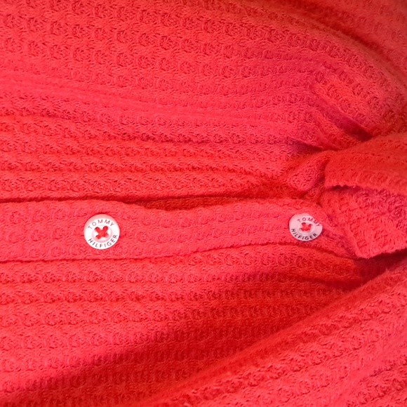 Tommy Hilfiger waffle knit tie-hem buttoned cardigan sweater top - Picture 7 of 11